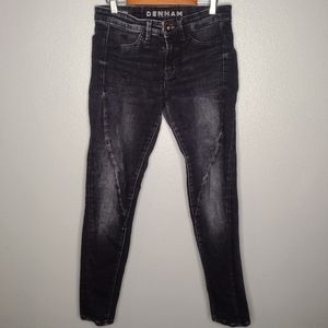 Denham Spray Helix Super Tight Fit Jeans 27x28 Black Distressed Denim Pants R